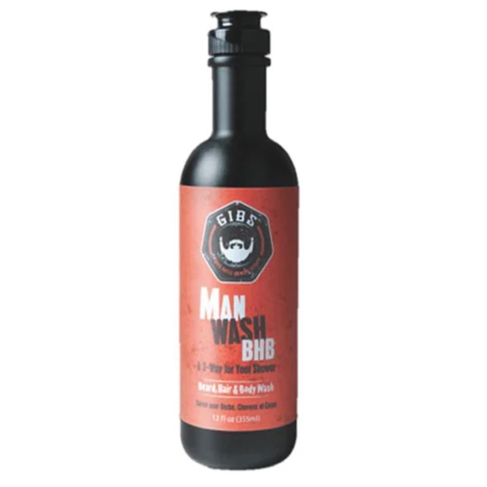 Gibs Man Wash BHB Beard, Hair & Body Wash, 12 fl. oz.